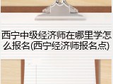 西宁中级经济师在哪里学怎么报名(西宁经济师报名点)