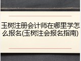玉树注册会计师在哪里学怎么报名(玉树注会报名指南)