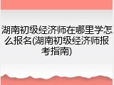 湖南初级经济师在哪里学怎么报名(湖南初级经济师报考指南)