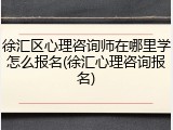 徐汇区心理咨询师在哪里学怎么报名(徐汇心理咨询报名)