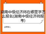湖南中级经济师在哪里学怎么报名(湖南中级经济师报考)