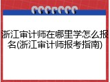浙江审计师在哪里学怎么报名(浙江审计师报考指南)