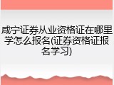 咸宁证券从业资格证在哪里学怎么报名(证券资格证报名学习)