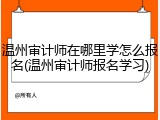 温州审计师在哪里学怎么报名(温州审计师报名学习)