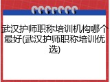武汉护师职称培训机构哪个最好(武汉护师职称培训优选)