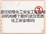 武汉初级化工安全工程师培训机构哪个最好(武汉优质化工安全培训)