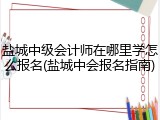 盐城中级会计师在哪里学怎么报名(盐城中会报名指南)