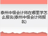 泰州中级会计师在哪里学怎么报名(泰州中级会计师报名)