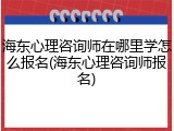 海东心理咨询师在哪里学怎么报名(海东心理咨询师报名)