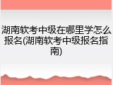 湖南软考中级在哪里学怎么报名(湖南软考中级报名指南)