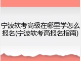 宁波软考高级在哪里学怎么报名(宁波软考高报名指南)