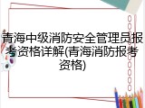青海中级消防安全管理员报考资格详解(青海消防报考资格)