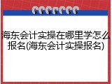海东会计实操在哪里学怎么报名(海东会计实操报名)