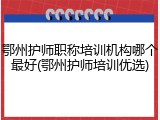 鄂州护师职称培训机构哪个最好(鄂州护师培训优选)