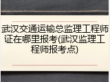 武汉交通运输总监理工程师证在哪里报考(武汉监理工程师报考点)