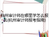 杭州审计师在哪里学怎么报名(杭州审计师报考指南)