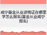 咸宁基金从业资格证在哪里学怎么报名(基金从业咸宁报名)