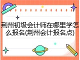 荆州初级会计师在哪里学怎么报名(荆州会计报名点)