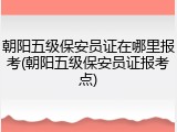 朝阳五级保安员证在哪里报考(朝阳五级保安员证报考点)