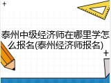 泰州中级经济师在哪里学怎么报名(泰州经济师报名)