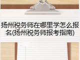扬州税务师在哪里学怎么报名(扬州税务师报考指南)
