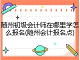 随州初级会计师在哪里学怎么报名(随州会计报名点)