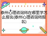 泰州心理咨询师在哪里学怎么报名(泰州心理咨询师报名)