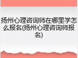 扬州心理咨询师在哪里学怎么报名(扬州心理咨询师报名)