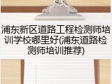 浦东新区道路工程检测师培训学校哪里好(浦东道路检测师培训推荐)