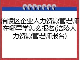 涪陵区企业人力资源管理师在哪里学怎么报名(涪陵人力资源管理师报名)