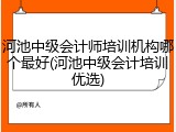 河池中级会计师培训机构哪个最好(河池中级会计培训优选)