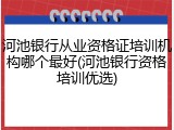 河池银行从业资格证培训机构哪个最好(河池银行资格培训优选)