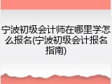 宁波初级会计师在哪里学怎么报名(宁波初级会计报名指南)