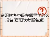资阳软考中级在哪里学怎么报名(资阳软考报名点)