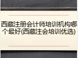 西藏注册会计师培训机构哪个最好(西藏注会培训优选)