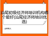 汕尾初级经济师培训机构哪个最好(汕尾经济师培训优选)