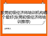 东莞初级经济师培训机构哪个最好(东莞初级经济师培训推荐)