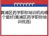 黄浦区药学职称培训机构哪个最好(黄浦区药学职称培训优选)