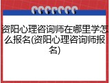 资阳心理咨询师在哪里学怎么报名(资阳心理咨询师报名)