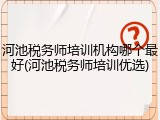 河池税务师培训机构哪个最好(河池税务师培训优选)