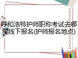 呼和浩特护师职称考试去哪里线下报名(护师报名地点)