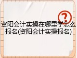 资阳会计实操在哪里学怎么报名(资阳会计实操报名)