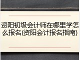资阳初级会计师在哪里学怎么报名(资阳会计报名指南)