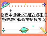 临夏中级保安员证在哪里报考(临夏中级保安员报考点)