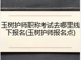 玉树护师职称考试去哪里线下报名(玉树护师报名点)