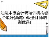 汕尾中级会计师培训机构哪个最好(汕尾中级会计师培训优选)
