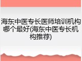 海东中医专长医师培训机构哪个最好(海东中医专长机构推荐)
