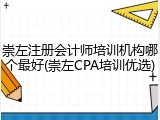 崇左注册会计师培训机构哪个最好(崇左CPA培训优选)