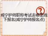 咸宁护师职称考试去哪里线下报名(咸宁护师报名点)