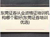 东莞证券从业资格证培训机构哪个最好(东莞证券培训优选)